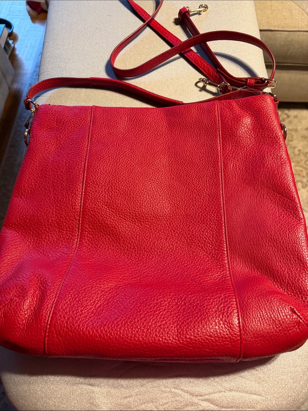 Coach Pebbled Leather Crossbody Bag in Bright Red - Picture 3 of 9